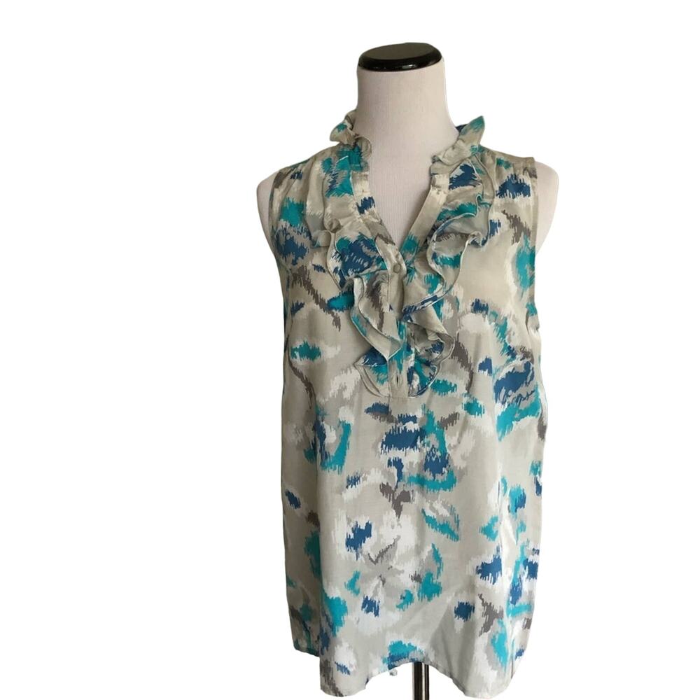 LOFT Splashy Print Silk Blend Top, Size S